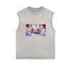 Distressed Sleeveless Fallen Angel Pattern Tee