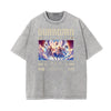 Stone Wash Fallen Angel Pattern T Shirt