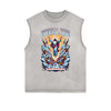 Distressed Sleeveless Fallen Angel Pattern Tee