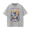 Stone Wash Fallen Angel Pattern T Shirt