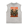 Distressed Sleeveless Fallen Angel Pattern Tee