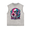 Distressed Sleeveless Floral Pattern Tee