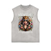 Distressed Sleeveless Floral Pattern Tee