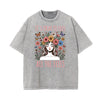 Stone Wash Floral Pattern T Shirt