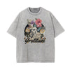 Stone Wash Floral Pattern T Shirt