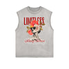 Distressed Sleeveless Floral Pattern Tee