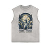 Distressed Sleeveless Floral Pattern Tee