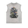 Distressed Sleeveless Floral Pattern Tee