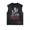 Frayed Edge Gangster Style Graphic Tank Top