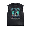 Frayed Edge Gangster Style Graphic Tank Top