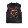 Frayed Edge Gangster Style Graphic Tank Top