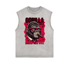 Distressed Sleeveless Gangster Style Pattern Tee