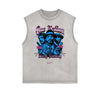 Distressed Sleeveless Gangster Style Pattern Tee