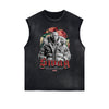 Frayed Edge Gangster Style Graphic Tank Top