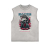 Distressed Sleeveless Gangster Style Pattern Tee