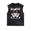 Frayed Edge Gangster Style Graphic Tank Top