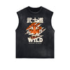 Frayed Edge Gangster Style Graphic Tank Top