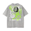 Stone Wash Graffiti Pattern T Shirt