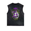 Distressed Sleeveless Graffiti Pattern Tee