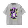 Stone Wash Graffiti Pattern T Shirt