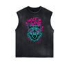 Distressed Sleeveless Graffiti Pattern Tee