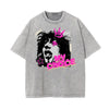 Stone Wash Graffiti Pattern T Shirt