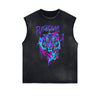 Distressed Sleeveless Graffiti Pattern Tee