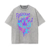 Stone Wash Graffiti Pattern T Shirt