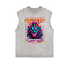 Distressed Sleeveless Chinese Zodiac Pattern Tee