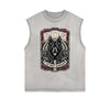 Distressed Sleeveless Chinese Zodiac Pattern Tee