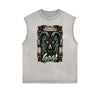 Distressed Sleeveless Chinese Zodiac Pattern Tee