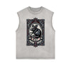 Distressed Sleeveless Chinese Zodiac Pattern Tee