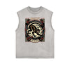 Distressed Sleeveless Chinese Zodiac Pattern Tee