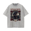 Stone Wash Chinese Zodiac Pattern T Shirt