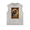 Distressed Sleeveless Chinese Zodiac Pattern Tee