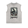 Distressed Sleeveless Chinese Zodiac Pattern Tee