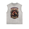 Distressed Sleeveless Chinese Zodiac Pattern Tee