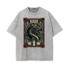 Stone Wash Chinese Zodiac Pattern T Shirt