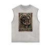 Distressed Sleeveless Chinese Zodiac Pattern Tee