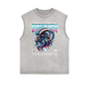 Distressed Sleeveless Chinese Zodiac Pattern Tee