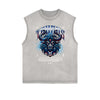 Distressed Sleeveless Chinese Zodiac Pattern Tee