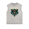 Distressed Sleeveless Chinese Zodiac Pattern Tee