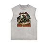 Distressed Sleeveless Retro Revival Pattern Tee