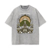 Stone Wash Retro Revival Pattern T Shirt