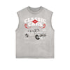 Distressed Sleeveless Retro Revival Pattern Tee