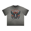 Vintage Frayed Winged Monster Pattern Tee