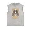 Distressed Sleeveless Winged Monster Pattern Tee