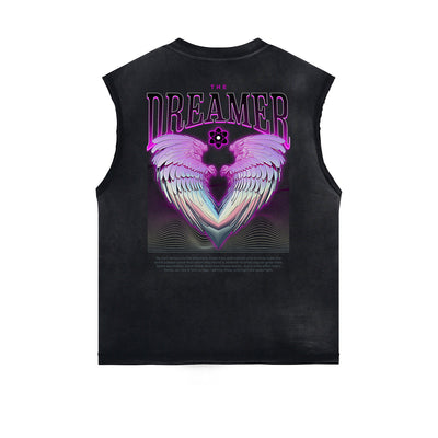 Frayed Edge Winged Monster Graphic Tank Top