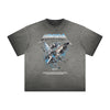 Vintage Frayed Winged Monster Pattern Tee