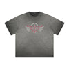 Vintage Frayed Winged Monster Pattern Tee